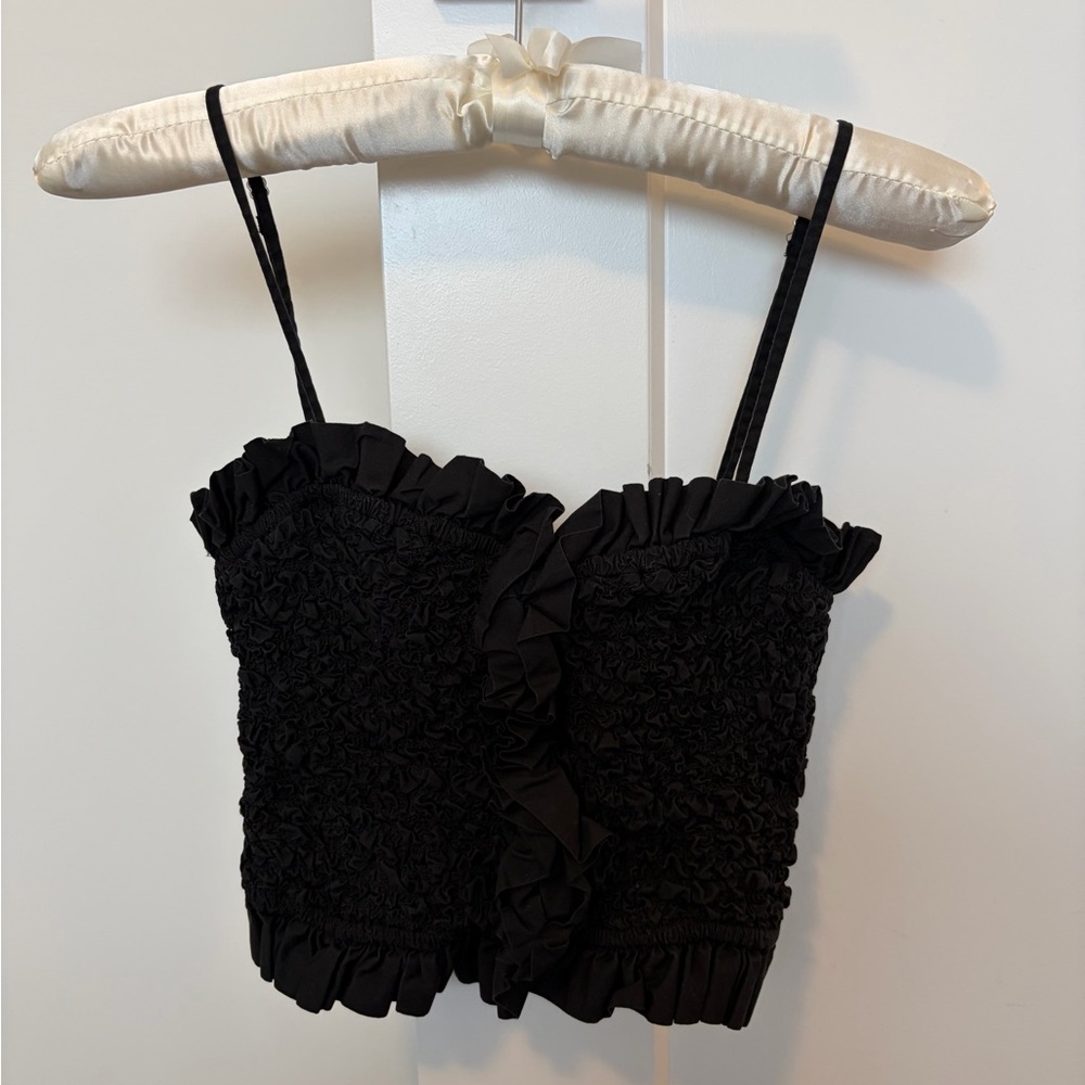 2/$20 Zara Black Smoked Poplin Crop Top - Size S